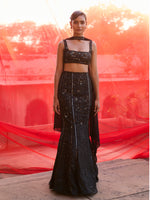 Load image into Gallery viewer, Dusk Willow Black Lehenga Set
