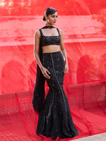 Load image into Gallery viewer, Dusk Willow Black Lehenga Set
