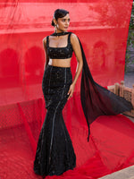 Load image into Gallery viewer, Dusk Willow Black Lehenga Set
