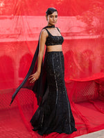 Load image into Gallery viewer, Dusk Willow Black Lehenga Set
