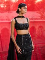 Load image into Gallery viewer, Dusk Willow Black Lehenga Set
