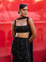 Load image into Gallery viewer, Dusk Willow Black Lehenga Set
