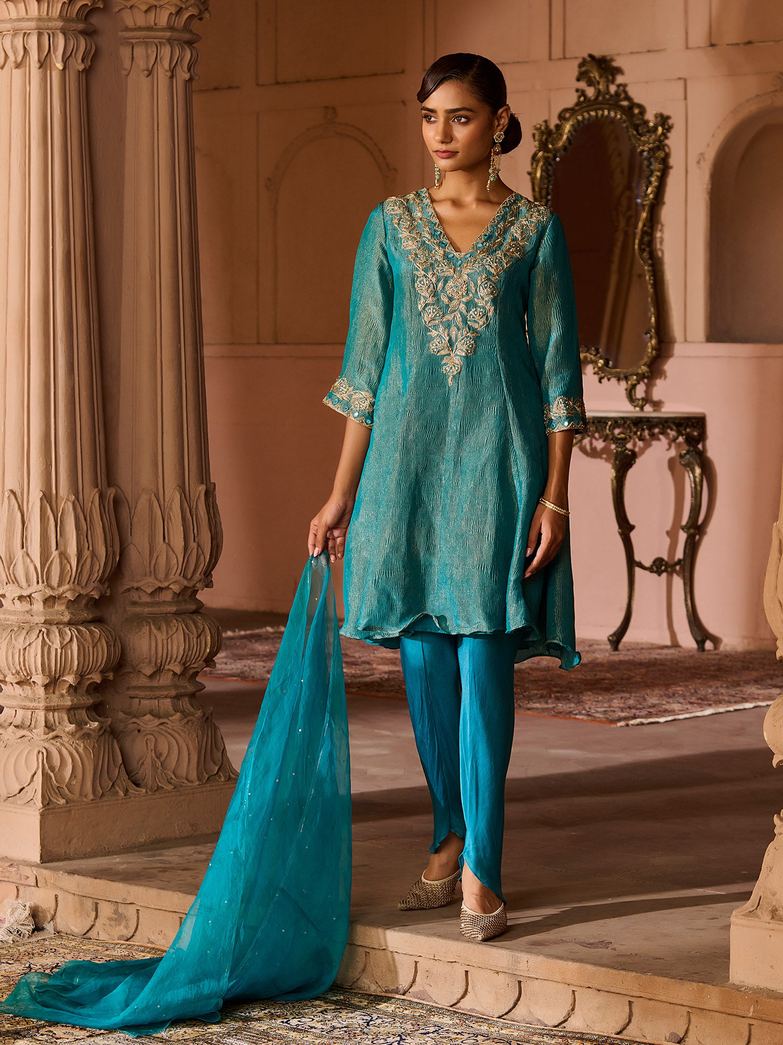 Azure Peacock Blue Suit Set