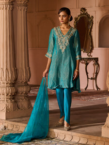 Azure Peacock Blue Suit Set