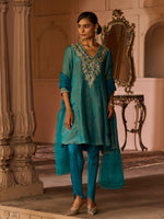 Load image into Gallery viewer, Azure Peacock Blue Suit Set
