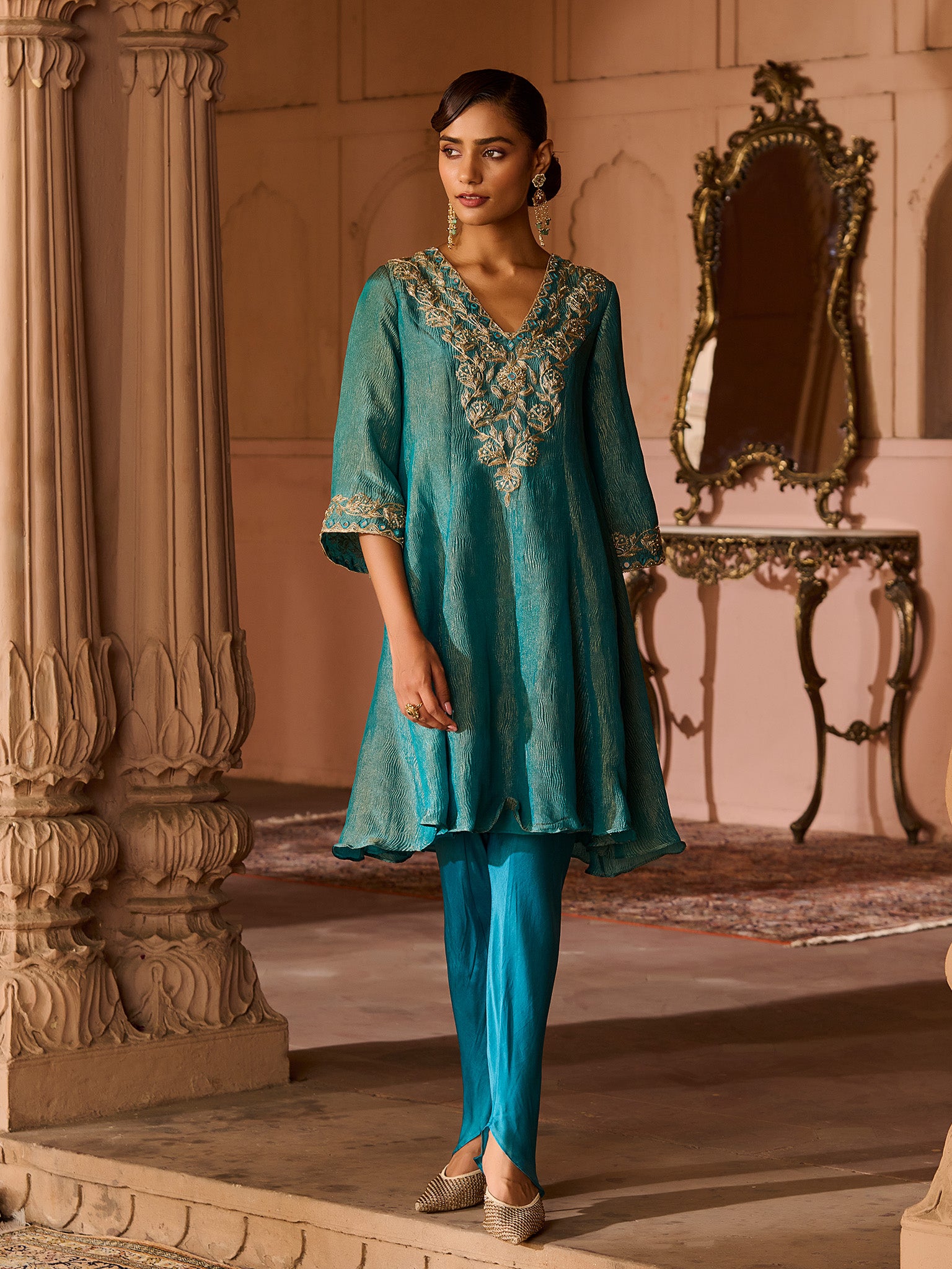 Azure Peacock Blue Suit Set