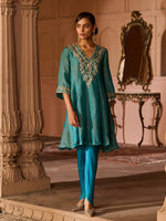 Load image into Gallery viewer, Azure Peacock Blue Suit Set
