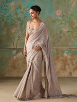 Load image into Gallery viewer, Silver Smoke Georgette Saree Set
