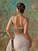 Load image into Gallery viewer, Silver Smoke Georgette Saree Set
