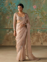 Load image into Gallery viewer, Sienna Gold Satin Organza Saree Set
