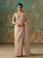 Load image into Gallery viewer, Sienna Gold Satin Organza Saree Set
