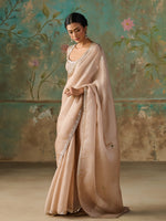 Load image into Gallery viewer, Sienna Gold Satin Organza Saree Set
