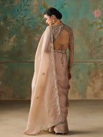 Load image into Gallery viewer, Sienna Gold Satin Organza Saree Set
