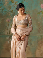 Load image into Gallery viewer, Sienna Gold Satin Organza Saree Set
