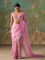 Load image into Gallery viewer, Gardenia Pink Organza Tissue Saree Set

