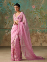 Load image into Gallery viewer, Gardenia Pink Organza Tissue Saree Set
