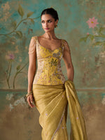 Load image into Gallery viewer, Soline Lime Tissue Saree Set
