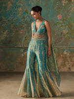 Load image into Gallery viewer, Everglow Blue Turquoise Sharara Set
