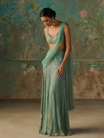 Load image into Gallery viewer, Opaline Turquoise Saree Set
