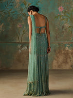 Load image into Gallery viewer, Opaline Turquoise Saree Set
