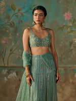 Load image into Gallery viewer, Opaline Turquoise Saree Set
