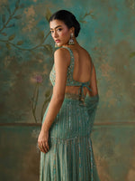 Load image into Gallery viewer, Opaline Turquoise Saree Set
