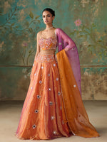 Load image into Gallery viewer, Gulnaar Orange Tissue Lehenga Set
