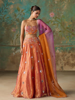Load image into Gallery viewer, Gulnaar Orange Tissue Lehenga Set
