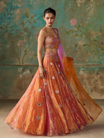 Load image into Gallery viewer, Gulnaar Orange Tissue Lehenga Set
