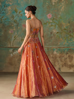 Load image into Gallery viewer, Gulnaar Orange Tissue Lehenga Set
