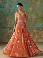 Load image into Gallery viewer, Gulnaar Orange Tissue Lehenga Set
