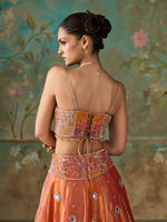 Load image into Gallery viewer, Gulnaar Orange Tissue Lehenga Set
