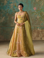 Load image into Gallery viewer, Zareen Moss Green Tissue Lehenga Set
