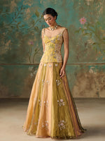 Load image into Gallery viewer, Zareen Moss Green Tissue Lehenga Set

