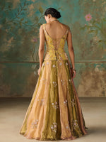 Load image into Gallery viewer, Zareen Moss Green Tissue Lehenga Set
