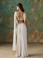 Load image into Gallery viewer, Aurelle Ivory Draped Saree Set
