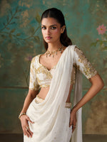 Load image into Gallery viewer, Aurelle Ivory Draped Saree Set
