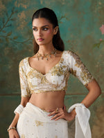 Load image into Gallery viewer, Aurelle Ivory Draped Saree Set
