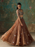 Load image into Gallery viewer, Miraya Brown Organza Lehenga Set
