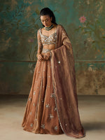 Load image into Gallery viewer, Miraya Brown Organza Lehenga Set
