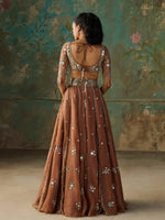 Load image into Gallery viewer, Miraya Brown Organza Lehenga Set
