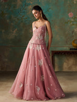 Load image into Gallery viewer, Roséa Soft Pink Organza Lehenga Set
