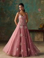 Load image into Gallery viewer, Roséa Soft Pink Organza Lehenga Set
