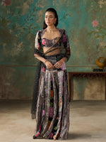 Load image into Gallery viewer, Floréa Black Tissue Saree Set
