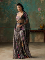 Load image into Gallery viewer, Floréa Black Tissue Saree Set
