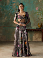 Load image into Gallery viewer, Floréa Black Tissue Saree Set
