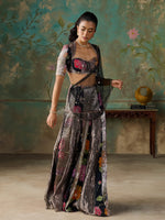 Load image into Gallery viewer, Floréa Black Tissue Saree Set
