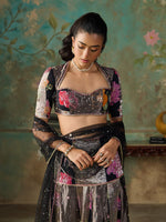 Load image into Gallery viewer, Floréa Black Tissue Saree Set

