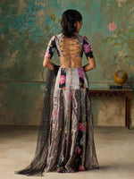 Load image into Gallery viewer, Floréa Black Tissue Saree Set
