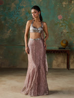 Load image into Gallery viewer, Rose Taupe Tissue Saree Set
